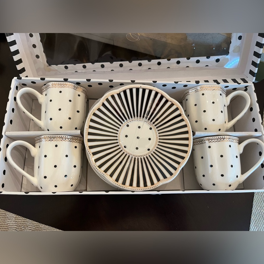 NIB Grace espresso Black
Stripes & Dots porcelain cups and saucers - Picture 9 of 11